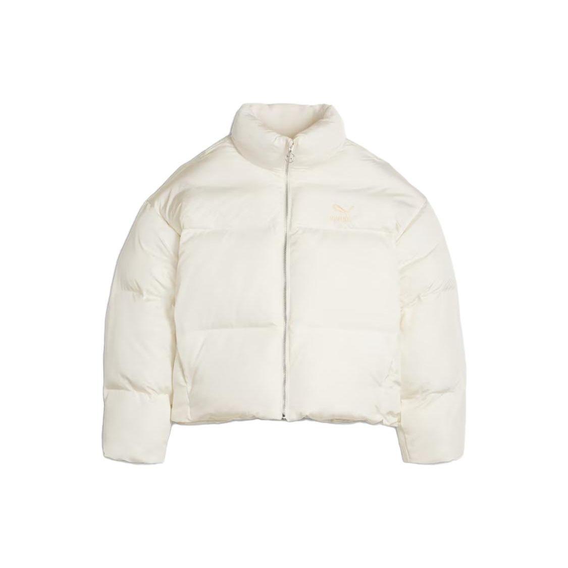 Puma Classics Oversized Puffer Jacket Solid Color High Neck Zipper Short Sleeve Down Jacket Women jackets White 621693-66 M