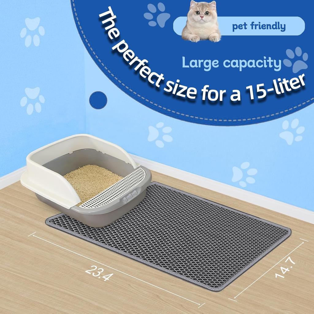 EVA Honeycomb Cat Litter Mat - Cat Litter Scatter Control Mat, 2-Layer Waterproof and Urine-Proof | Non-Slip | Easy Clean | for Single-Cat