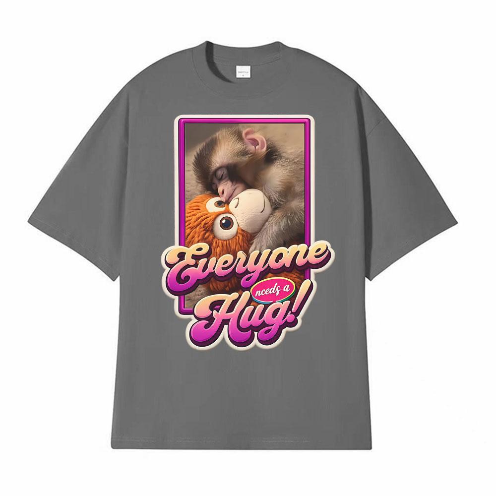 Punch The Funny Monkey Grafik T-Shirt Herren Damen Kleidung Baumwolle Hohe Qualität Rundhals-T-Shirts Übergroß Vintage Humor T-Shirts