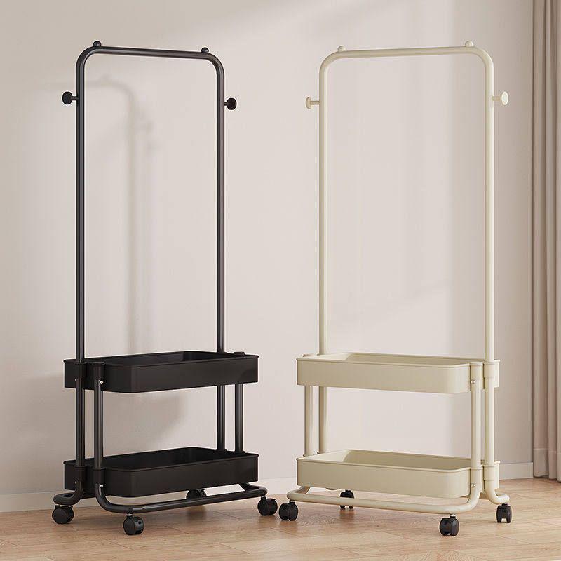 Durable Wheeled Clothes & Hat Rack for Bedrooms/Dorms with Shelves - Thick, Simple Frame, Floor-Standing.