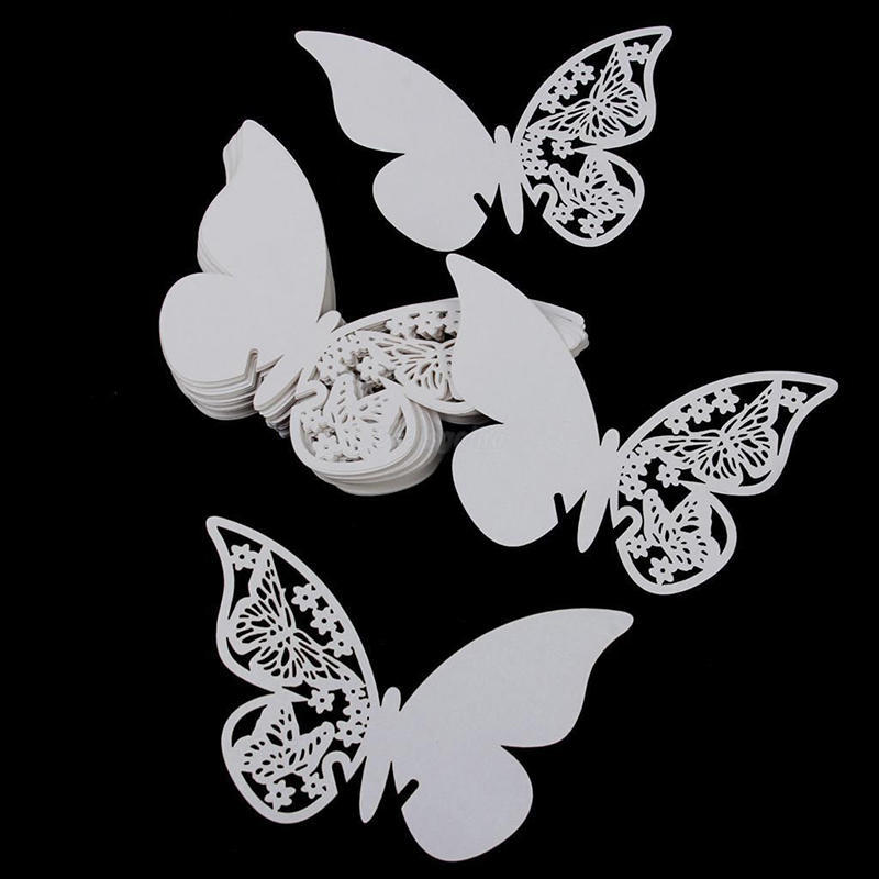 50 Pcs Table Mark Wine Glass Cards Favor Butterfly Name Place Party Wedding