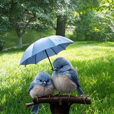 1PC 2D Plane Art Decorative Style Bluebird Umbrella Garden Stake, Acrylic Animal Sculpture, Suitable for Outdoor Lawn Decoration, Outdoor Decoration.