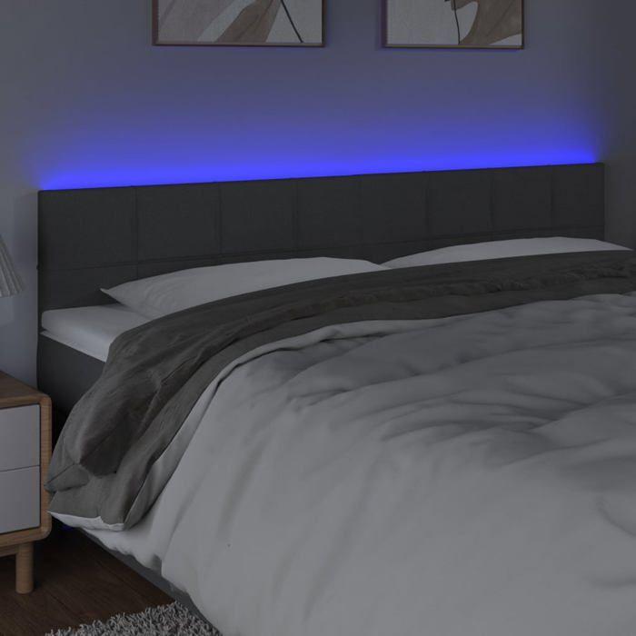 VidaXL Tête de Lit à LED Meuble de Chambre à Coucher Accessoire de Lit Double Tête de Cadre de Lit Intérieur Gris Foncé 3121635