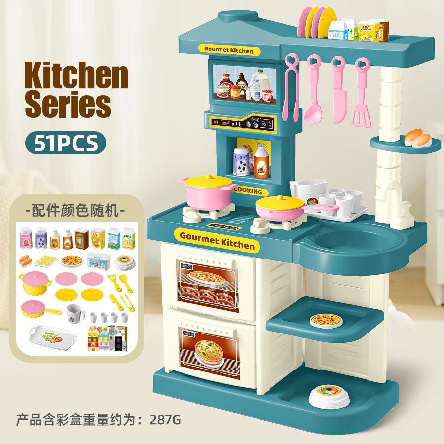 Kids Kitchen Playset Simulated Cooking Stove With Utensil Accessories Pretend Play Kitchen Toy Set For Toddlers Small Boys Girls