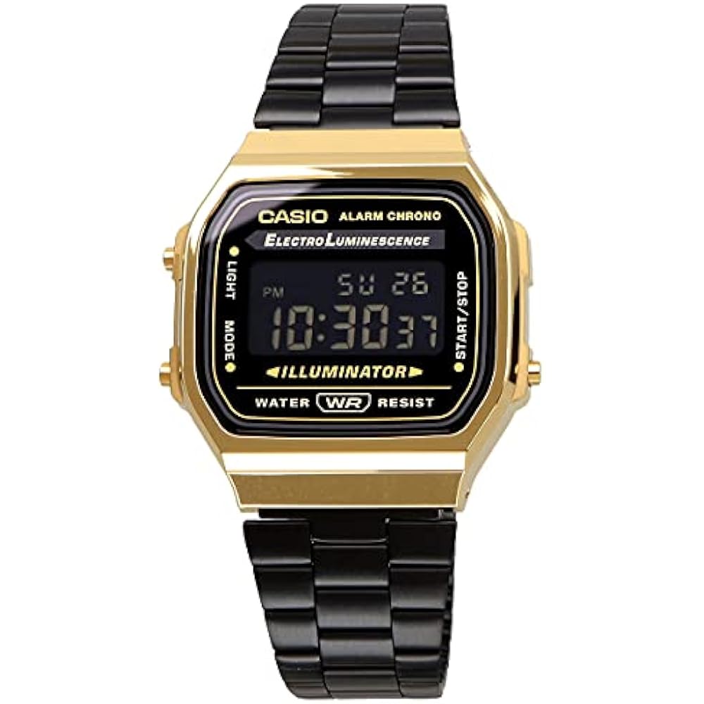 [Casio] CASIO Digital Watch Standard A168WEGB-1B Men's Women's Black x Gold Black Reversed LCD Ov...