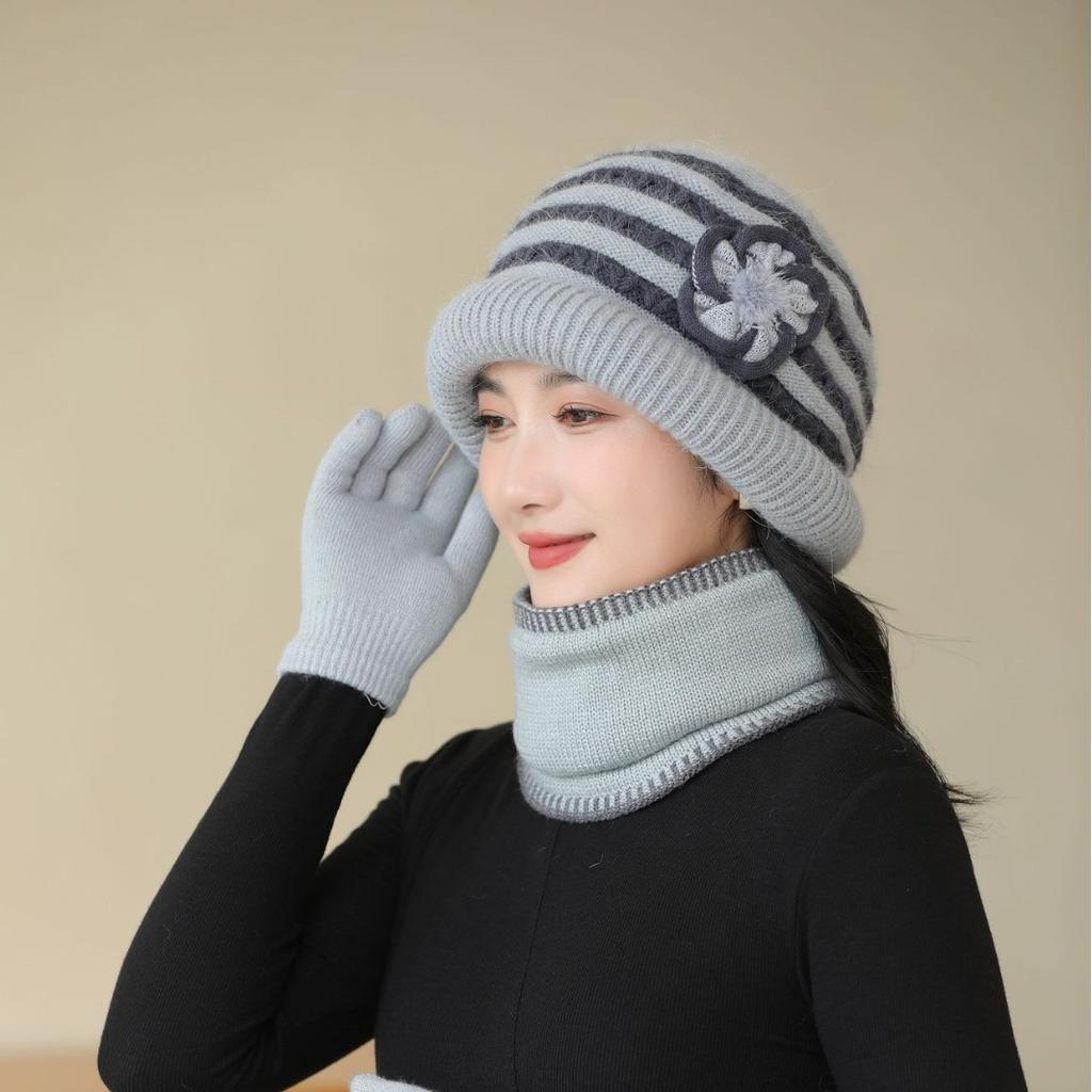 Mom Hat Girl Winter People Autumn and Winter Old Man Grandma Fashionable Old Lady Warm Knitted Wool Hat