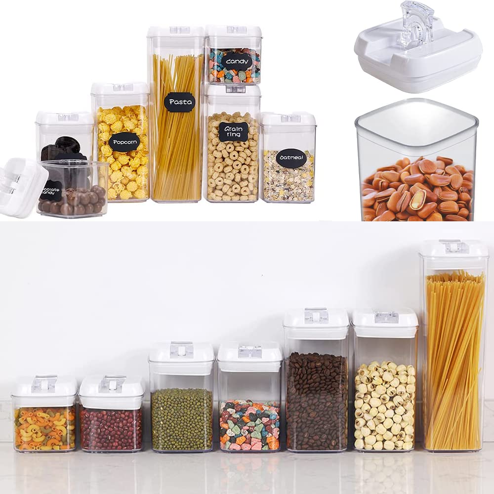 Recipientes de Vácuo de Plástico Herméticos para e Conjunto x 800ml x 1200ml x Herméticos e Café, Massa, Farinha, Açúcar, Pó, Lanches, Chá, Mais. 7 peças (1500ml