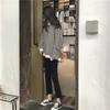 2025 Women's Korean Style Color Block Retro Stripe Hoodie - Spring/Autumn Casual Loose Fit