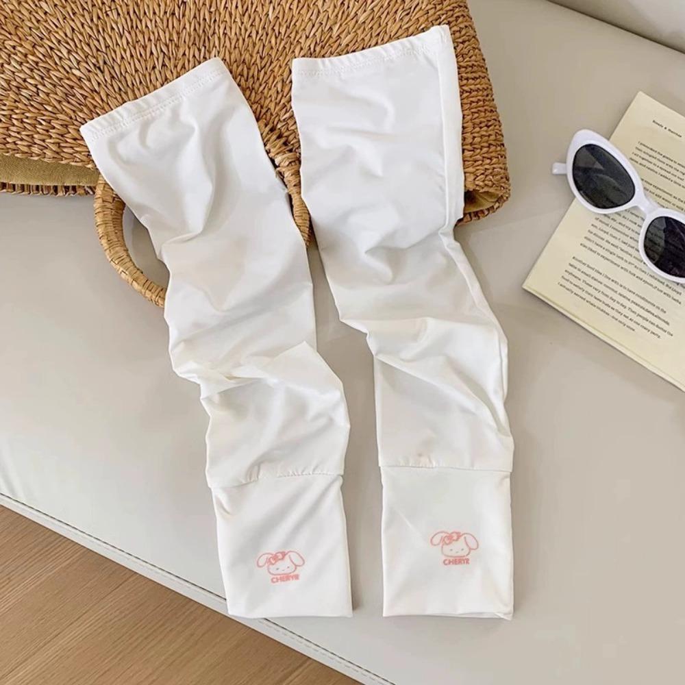 Cartoon Animals Sunscreen Arm Covers Elastic Cycling Gloves Long Ice Silk Sleeves  Driving
