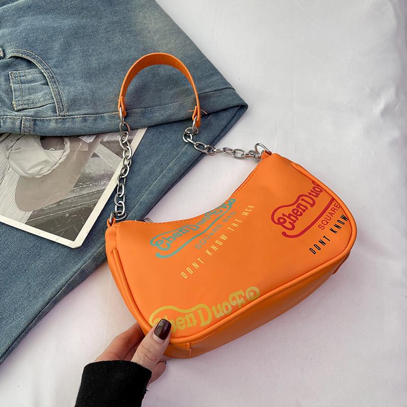 

Trendy Pu Fabric Mid-sized Handbag With Unique Graffiti Print For Casual Outfits помаранчевий