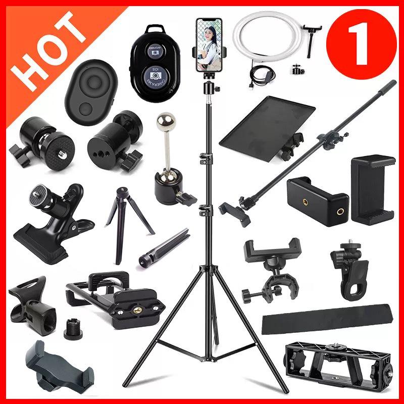 Multifunctionele Universele Mobiele Telefoon & Camera Live Streaming Standaard met Drievoudige Mount Adapter