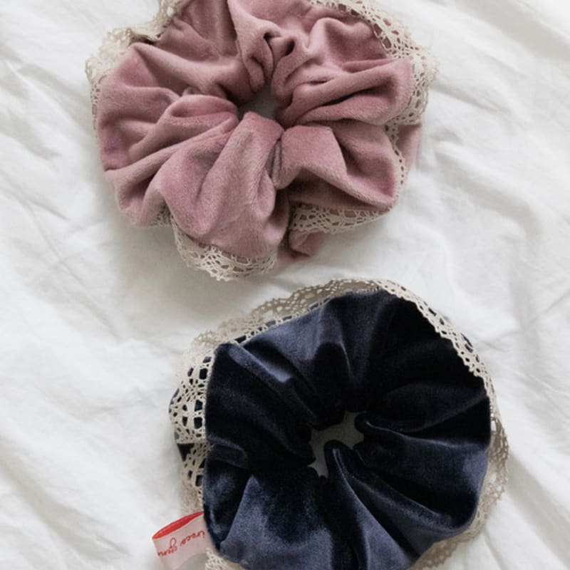 

iroco velvet lace scrunchie (2colors) navy