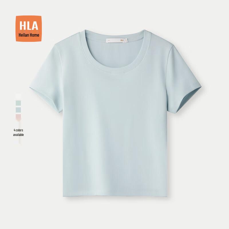 HLA Women s Round Neck Cotton Spandex T-Shirt M