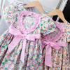 Girls Summer Cotton Dress Fresh Floral Print Open Back Design Stylish Children Skirt For Kids