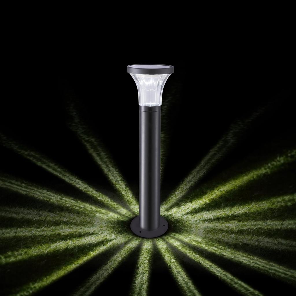 Długotrwałe oświetlenie aż do następnego ranka GWSOLAR Lekki aluminiowy maszt Lampa solarna Zestaw 2 szt. [Jasność 100 lm  Przezroczyste szkło  Wysokość 58 cm]