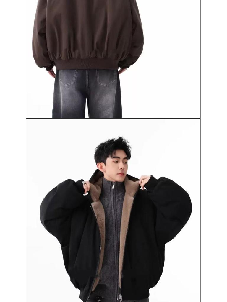 Trendy Reversible Men's Faux Rabbit Fur Cotton Jacket - Warm Hooded Winter Coat