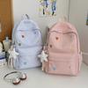 Schoolbag New Middle and High School Student Schoolbag College Style High Value Solid Color Embroidery Large Capacity Backpack Lightweight Backpack