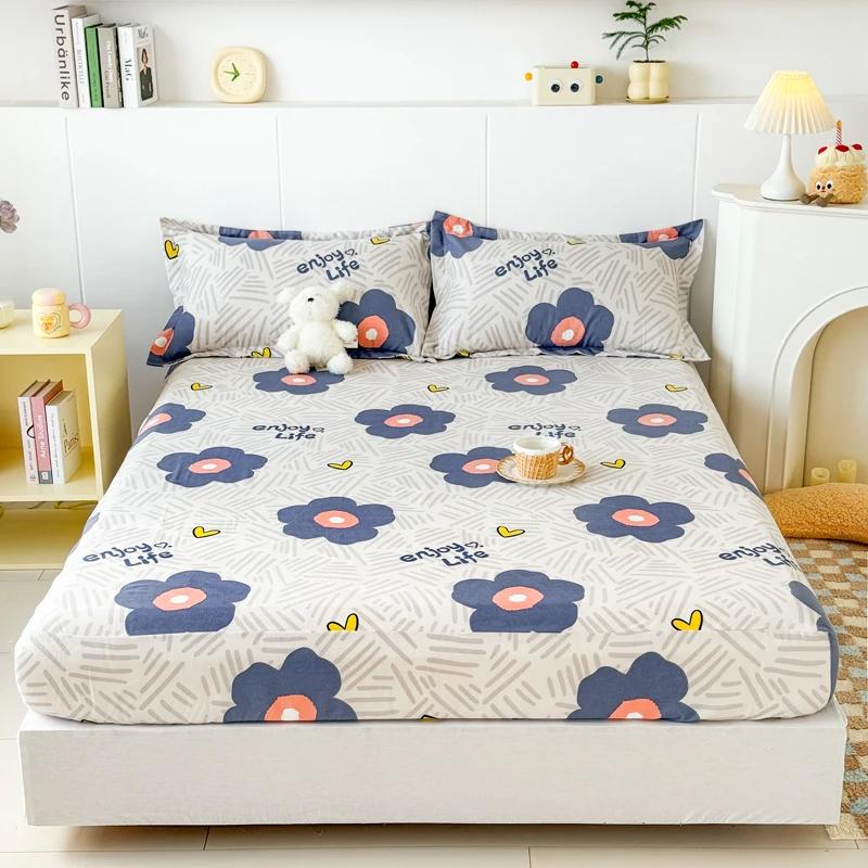High Quality Printed Fitted Sheet Single Double Queen Size Mattress Cover With Elastic Band Bedsheet Soft Comfortable Fitsheet