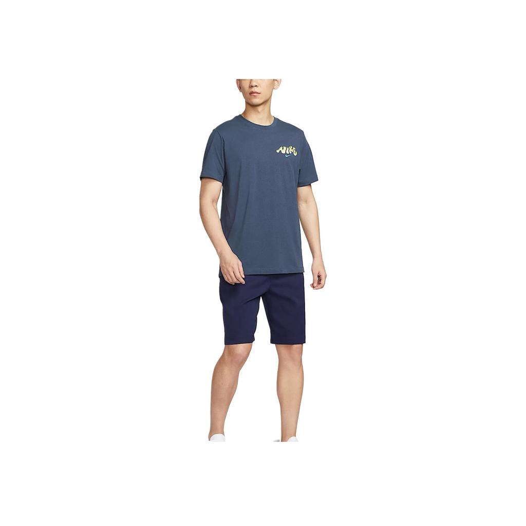 Nike Fashion Versatile Letter Round Neck Short Sleeve T-Shirt Men Tops Lightning-Blue HJ3457-437