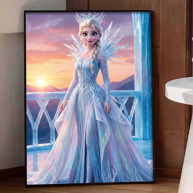 Disney Diamond Art Painting Kit  Elsa Sparkling Ice Queen Craft, Home Wall Decor, Handmade Gift