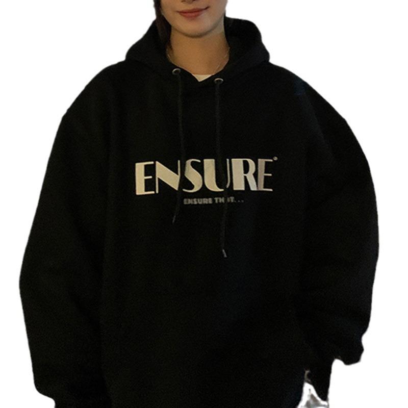 Padded Hooded Sweatshirt Women Autumn and Winter Loose Ladies Student Tops Fashion Retro Versatile Sweatshirt