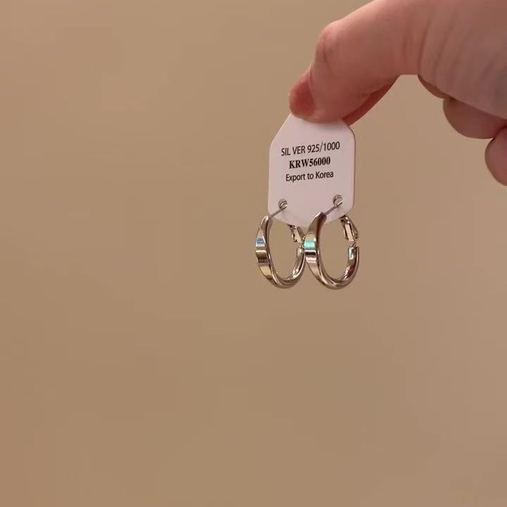 925 Silver French Circle Hoop Earrings: Trendy Minimalistic Design