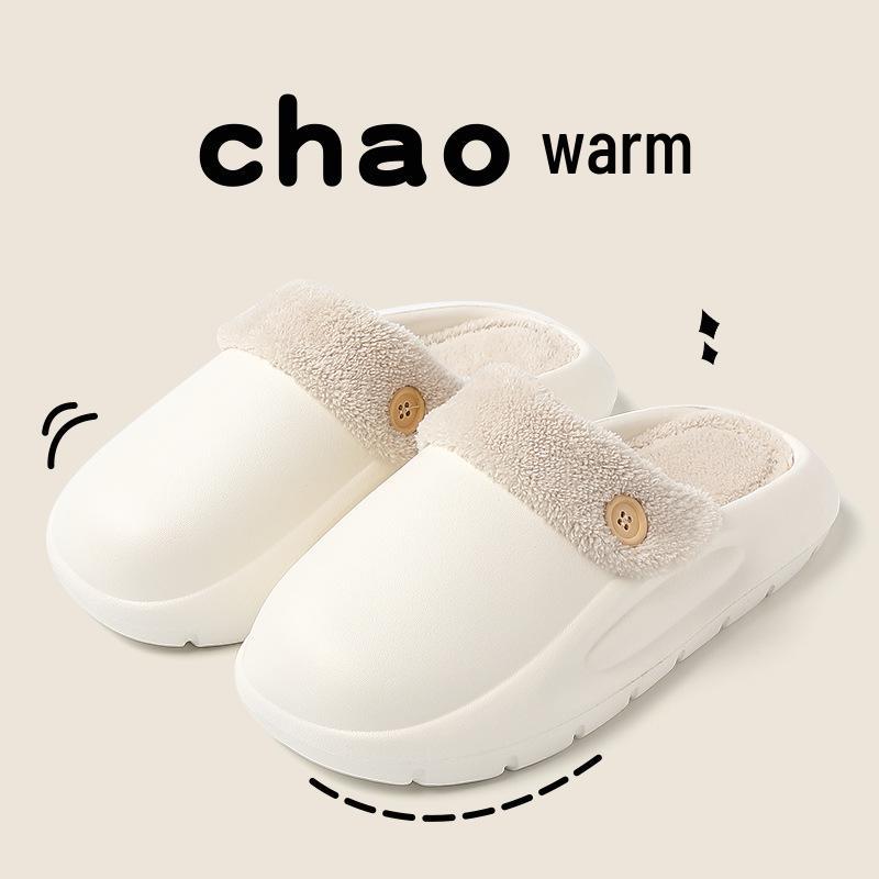 2025 Women's Fuzzy Outdoor Slippers: Autumn/Winter Detachable Closed-Toe Comfort Cotton Shoes