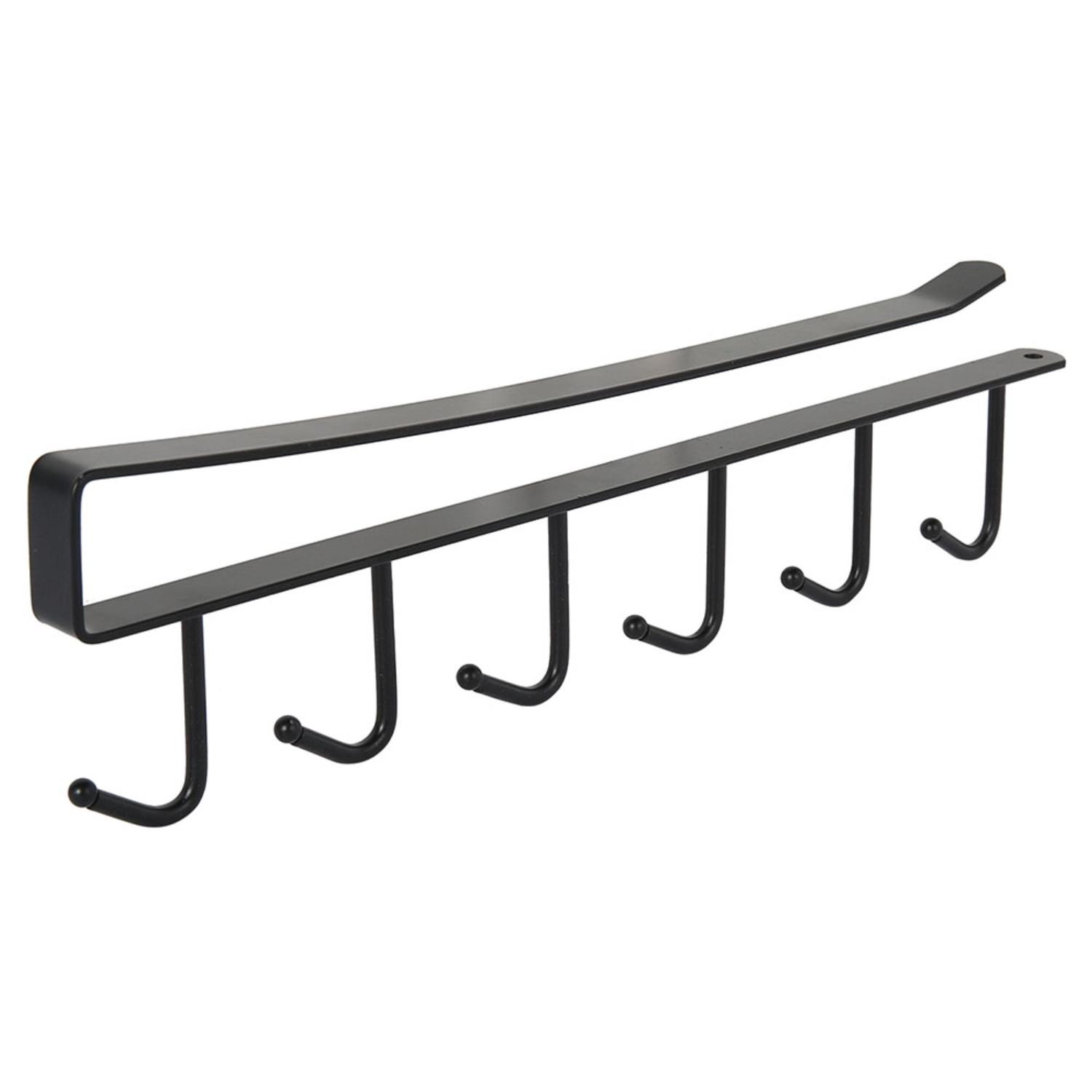 

Willstar 1 Piece Frosted Black Iron 6 Hook Mug Rack Hanging Organizer for Coffee Tea Cup Under Shelf Cabinet Wardrobe, Size чёрный