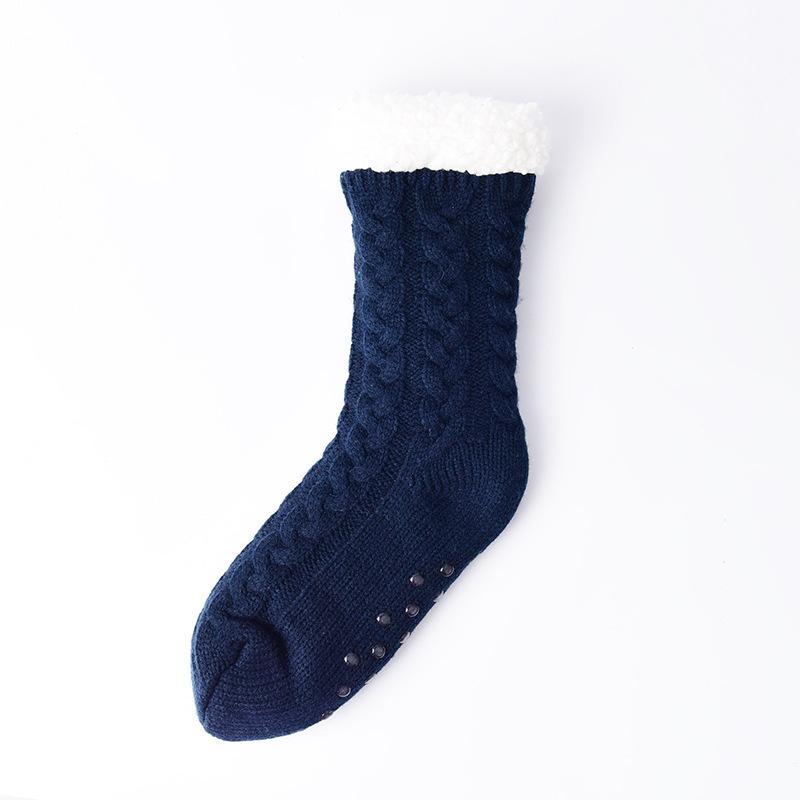 

Женские средние носки Носки-тапочки Домашние носки для сна Рождественские носки Ковровые носки Осень и зима Утолщенные плюшевые тёмно-синий