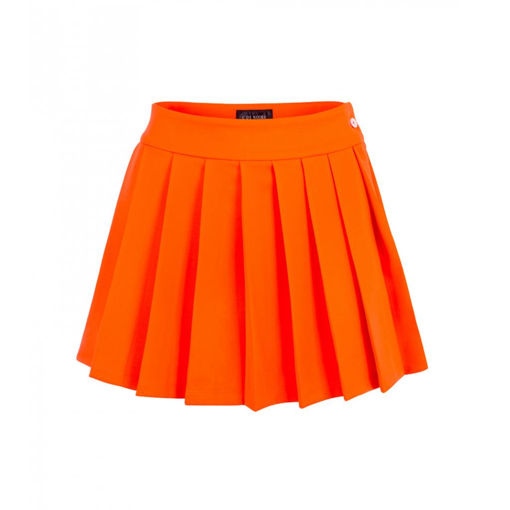 Ssideuneuwa Women'S Pleated Skirt (Fluorescent Orange)