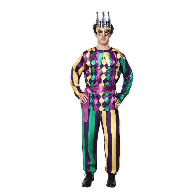 

EraSpooky Мужской костюм шута Марди Гра Делюкс Взрослый Костюм Клоуна Карнавальные Наряды для Парада X-Large