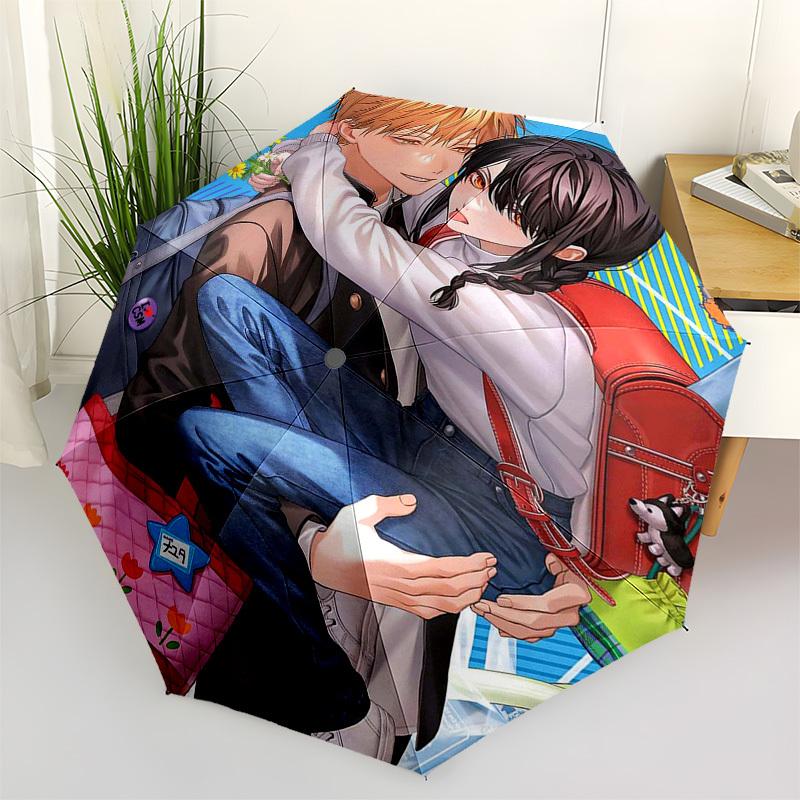 

1pc Outdoor Umbrella with Cute Anime Characters, Automatic Opening, Portable Tri-Fold Design, 8-Rib Iron Frame, Perfect for Fans, Travel, Daily Use, I