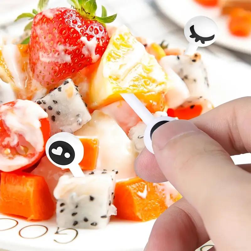 10pcs/set Cartoon Cute Baby Stainless Steel Fruit Fork with Small Ceramic Jar Household Creative Safety Children's Fruit Forks