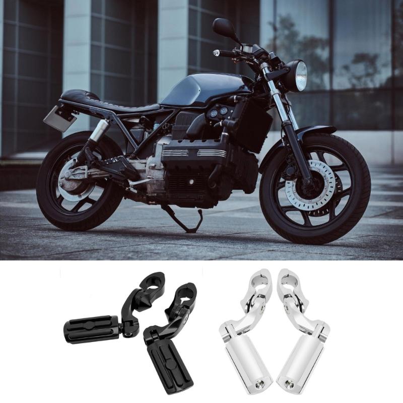 Motorcycle Highway Pegs Short Angled ride Footrests with Adjustable Mount Aluminum Rubber for 1.25" Engine Guard