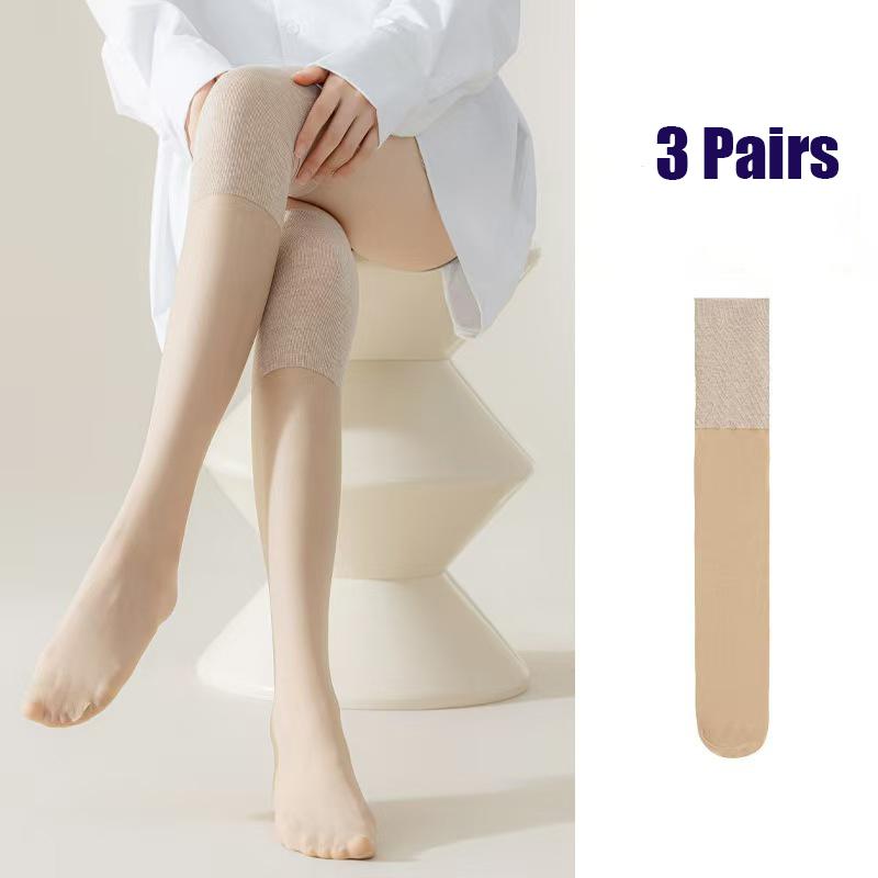 3Pair Summer Thin Anti-Snag Long Socks Women Over Knee Air Conditioning Cold Resistant Leg Skin Friendly Stockings