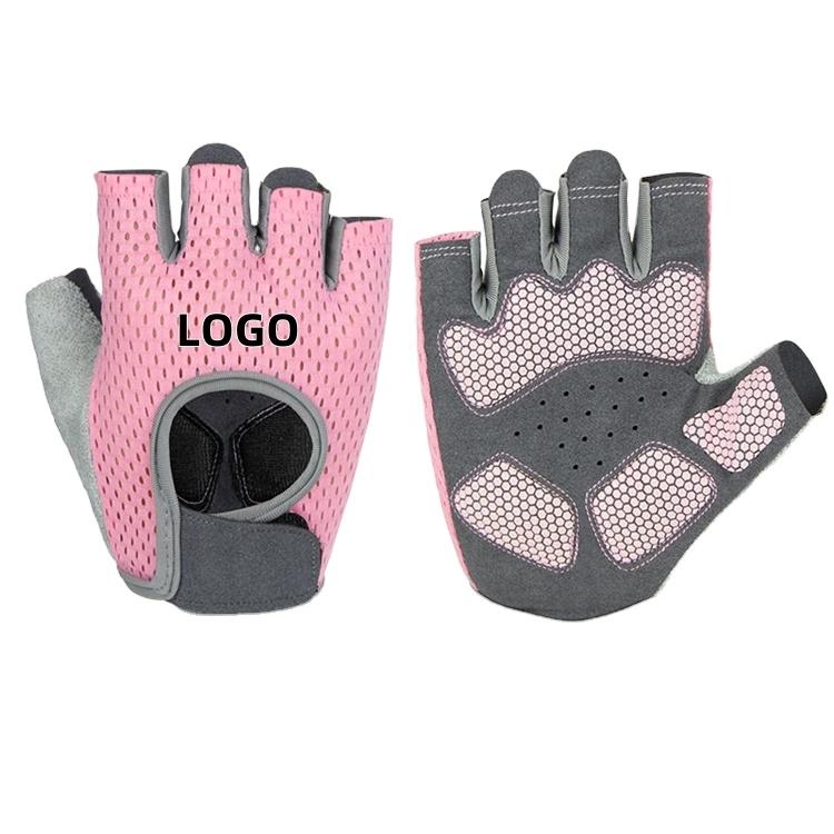 Unisex Half-Finger Fitness Gloves Neoprene Leather with Spandex Waterproof Breathable Hand Grips for Gym Training Bodybuilding S розовый