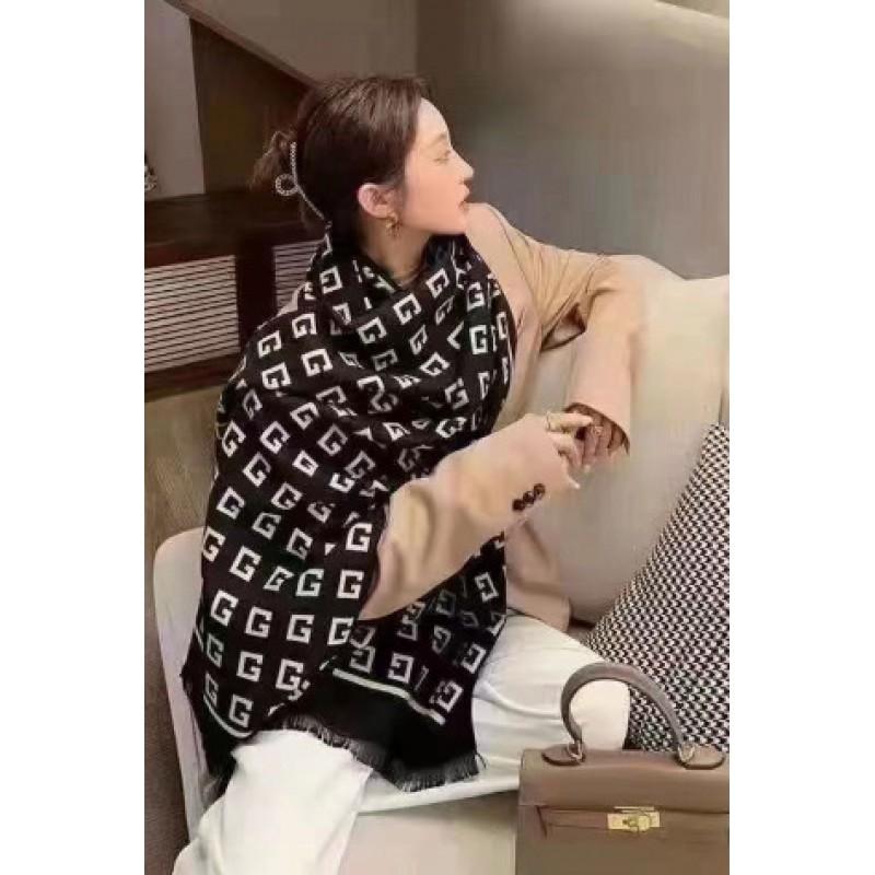 Premium Double-Sided Jacquard Houndstooth Scarf Wrap Women Winter Fall Warm Cotton Blend Shawl 185x70cm