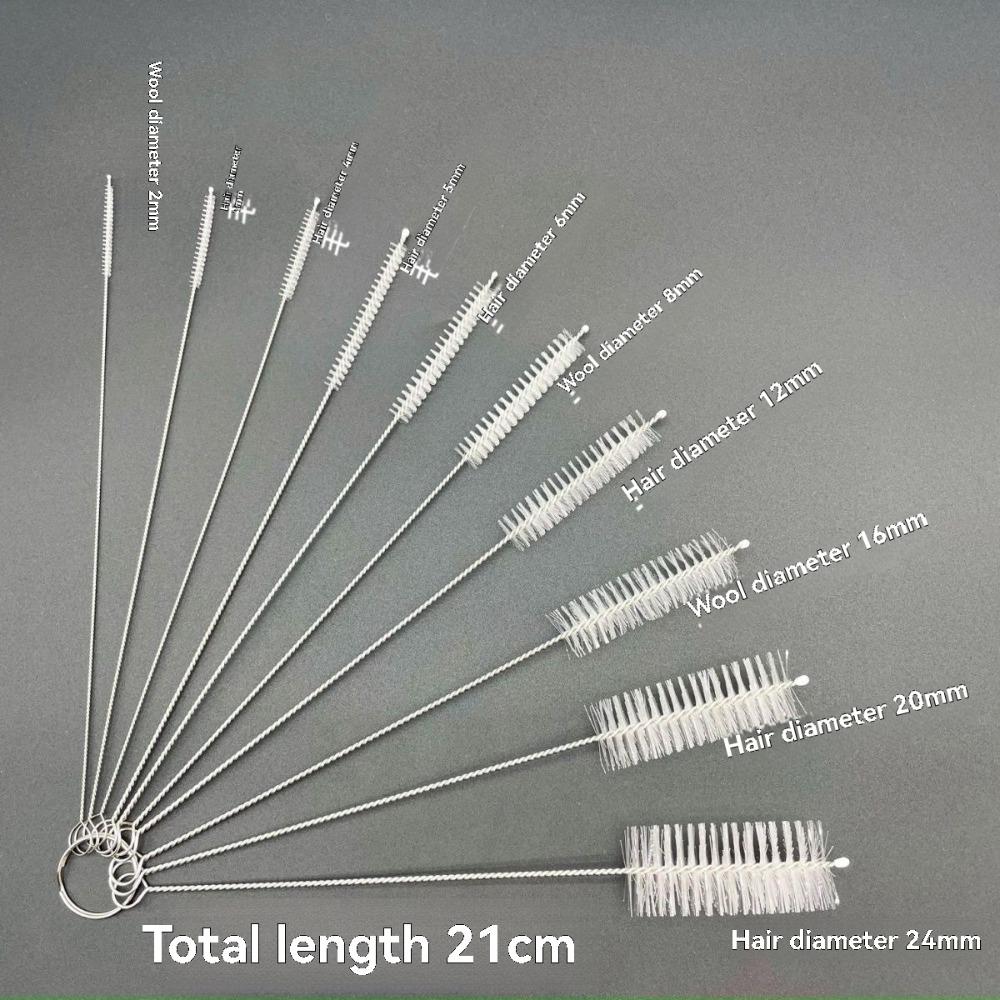 10pcs Cleaning Brushes Set Flexible Household Nylon Pipe Brush Long Test Tube Bottle Straw Washing Cleaner Bristle Kitchen Tool