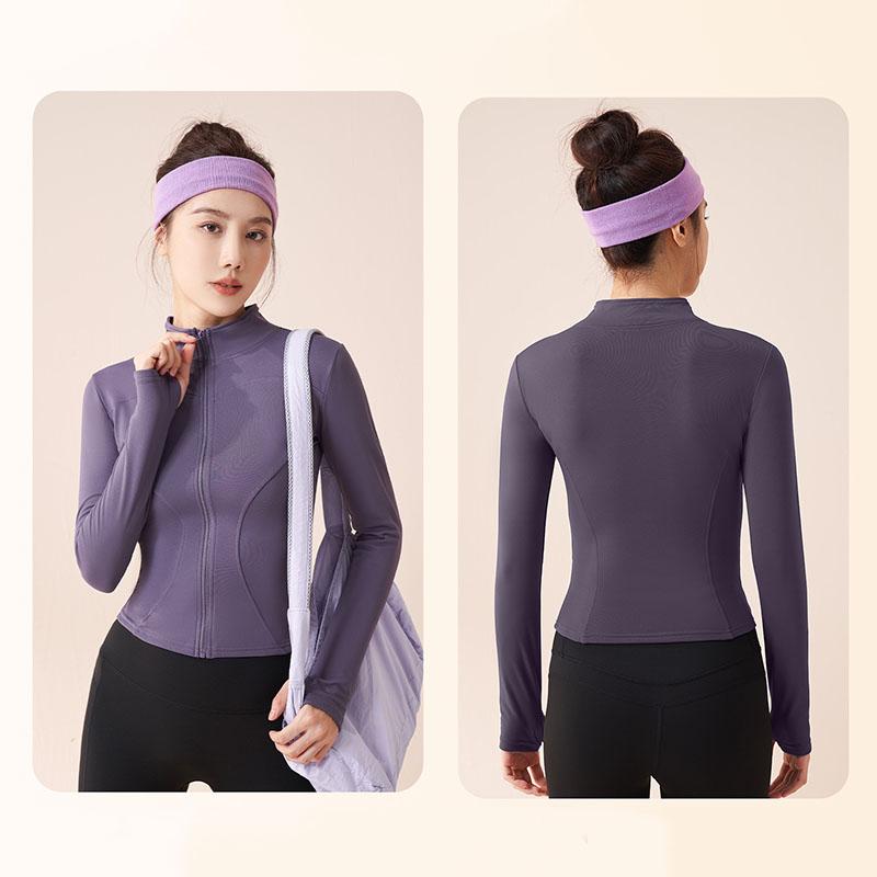 Winter High Elastic Peach Yoga Jackets Solid Clothes Long Sleeve Fleece Thick Yoga Jacket Women Zipper Fitness Yoga Coat