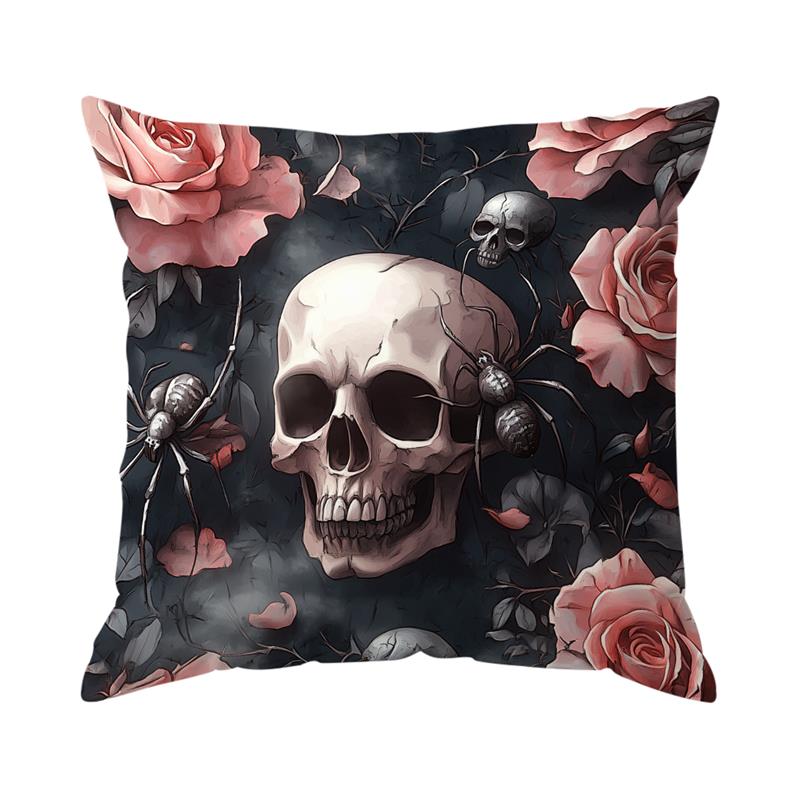Home Decor Skulls, Roses & Raven Dark Fantasy Pillow Pattern Cushion Cover Suitable For Sofa Bedroom Car Pillow Cover