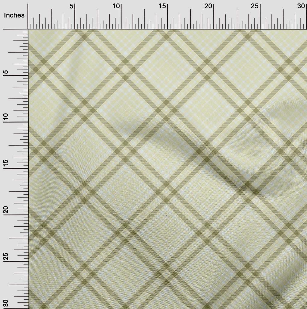 oneOone Cotton Flex Light Green Fabric Plaid Sewing Material Print Fabric By The Yard 40 Inch