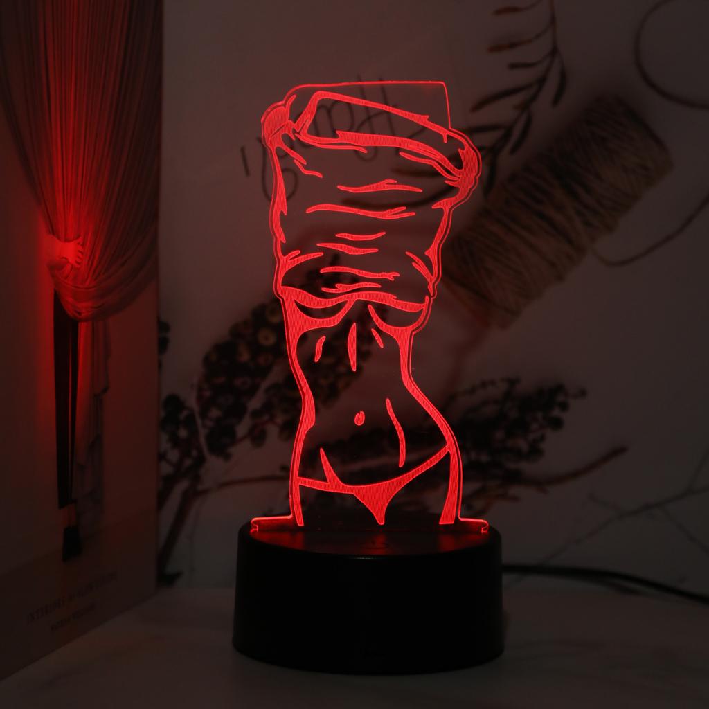 Modern 3D illusion night light, sexy women's design - touch sensitive, USB powered, suitable for bedroom atmosphere