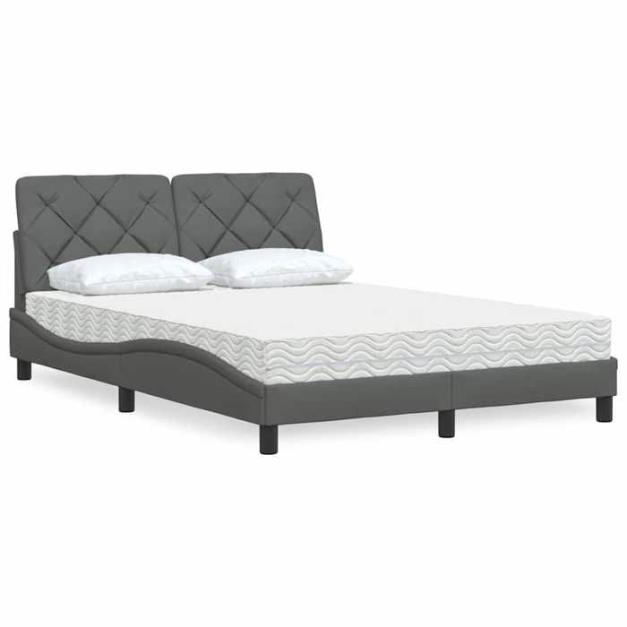 VidaXL Lit avec matelas gris foncé 140x190 cm tissu 3310735