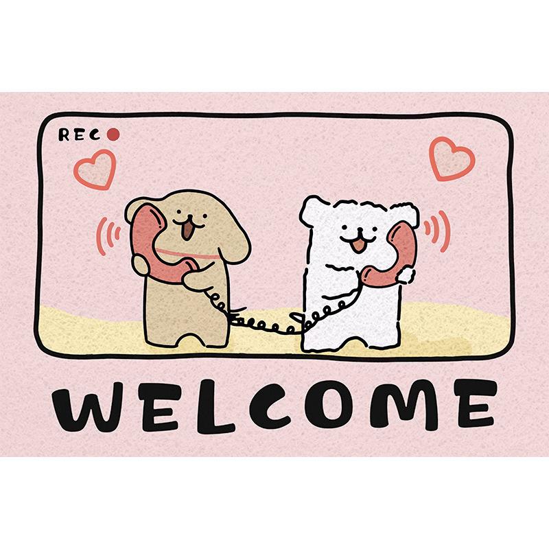 Cartoon Dog Diatom Mud Floor Mat Welcome Carpet for Living Room Entryway Non-Slip Bathroom Shower Area Footpad Kitchen Decor Rug
