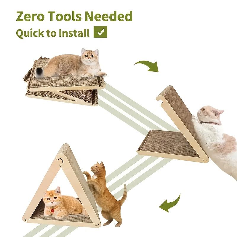 Cat Foldable Scratching Board - Triangular Design with 6 Play Surfaces, Durable Triangle Shape for Playing and Scratching, Interactive Fun