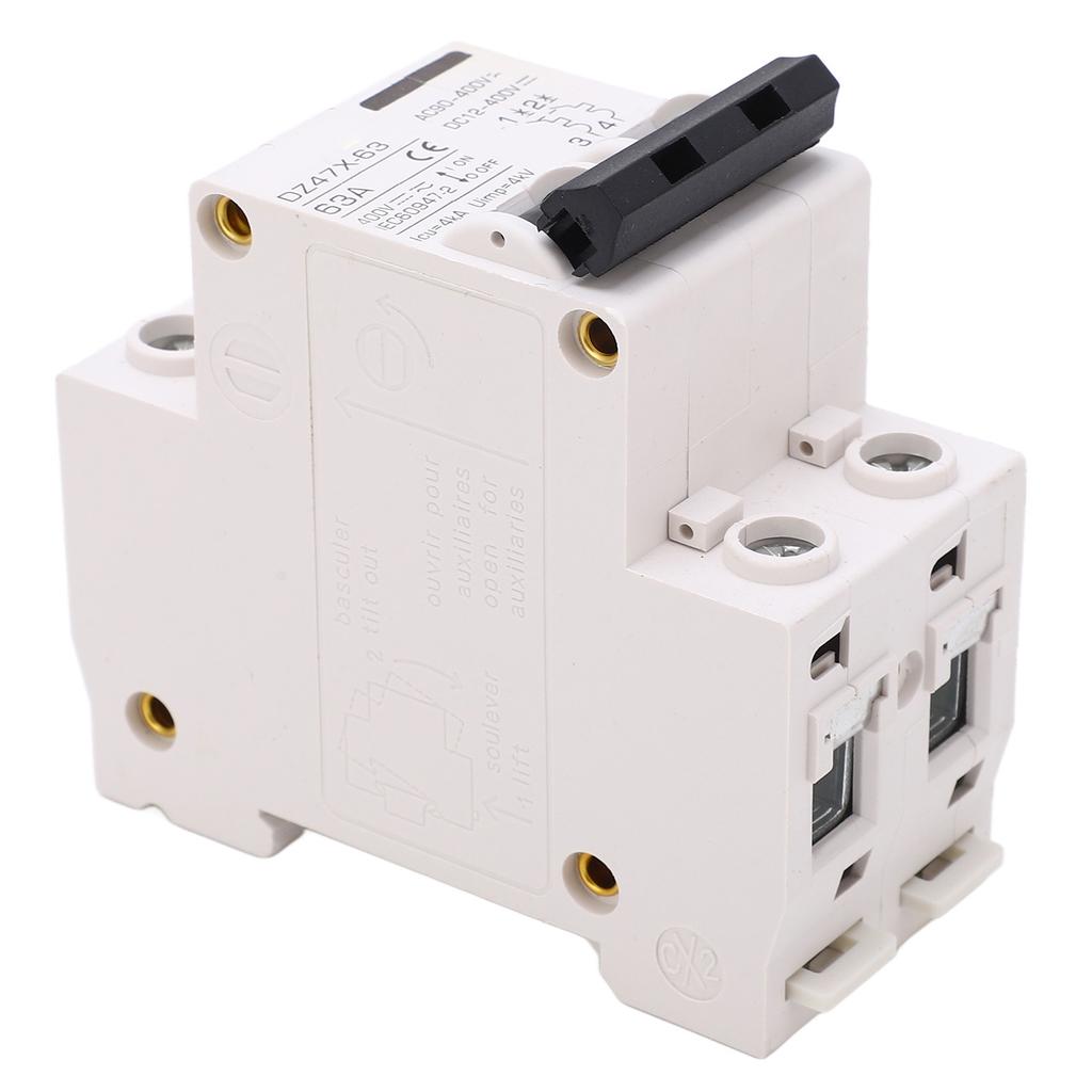 AC DC Miniature Circuit Breaker 63A 2P DIN Guide Rail Flame Retardant Circuit Breaker for Solar