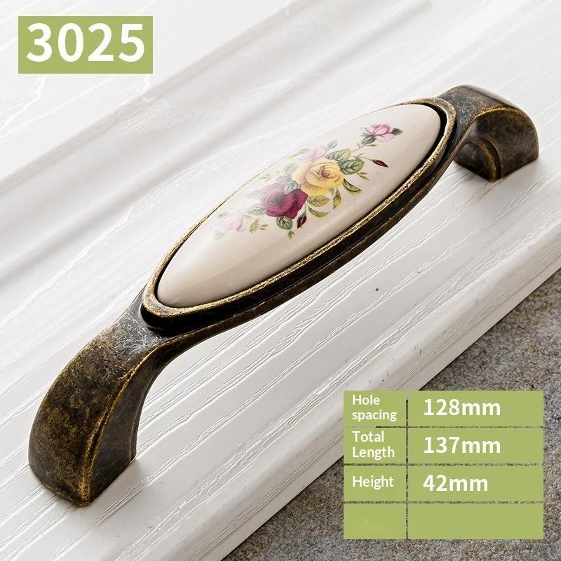 Vintage Blume Keramikgriff Schrankzugknauf Kleiderschrank Schrank für Möbelbeschläge Zubehör Türgriffe