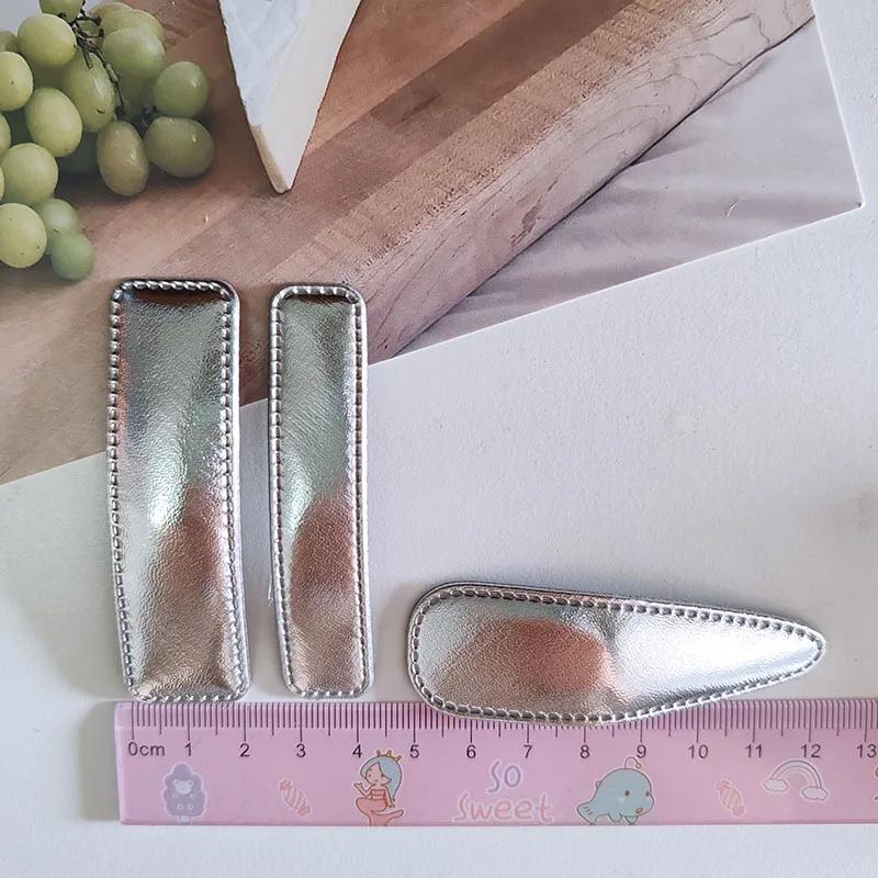 2ks Elegantní stříbrné pevné PU sponky do vlasů pro ženy, dívky, děti, retro dárek, vlasové doplňky, party, sváteční ozdoba