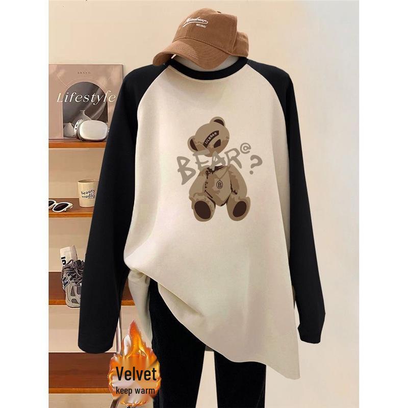 

Женская велюровая футболка с длинным рукавом: Средней длины, Теплый, Приталенный, Свободного кроя 2XL (145-155 lbs)