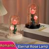 Romantische Ewige Rose Lampe Leuchtend mit Lampenschirm Rose Blume Nachtlicht Rosa Einfache LED Blume Licht Valentinstag Geschenk